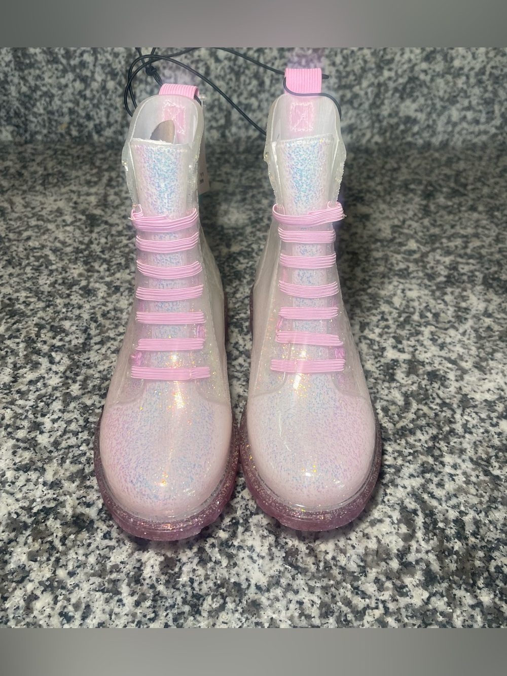 Western Chief Toddler Light-Up Glitter Rain Boots Silver - SIZE 11 Sparkle Play